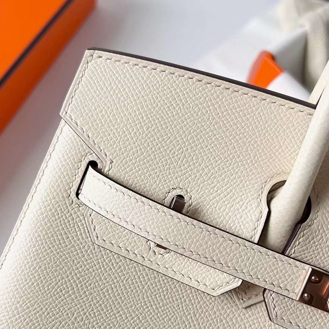 Hermès（爱马仕）Birkin 铂金包 Sellier Epsom I2 奶油白 玫瑰金扣 25cm 全手工蜡线缝制 Rghw