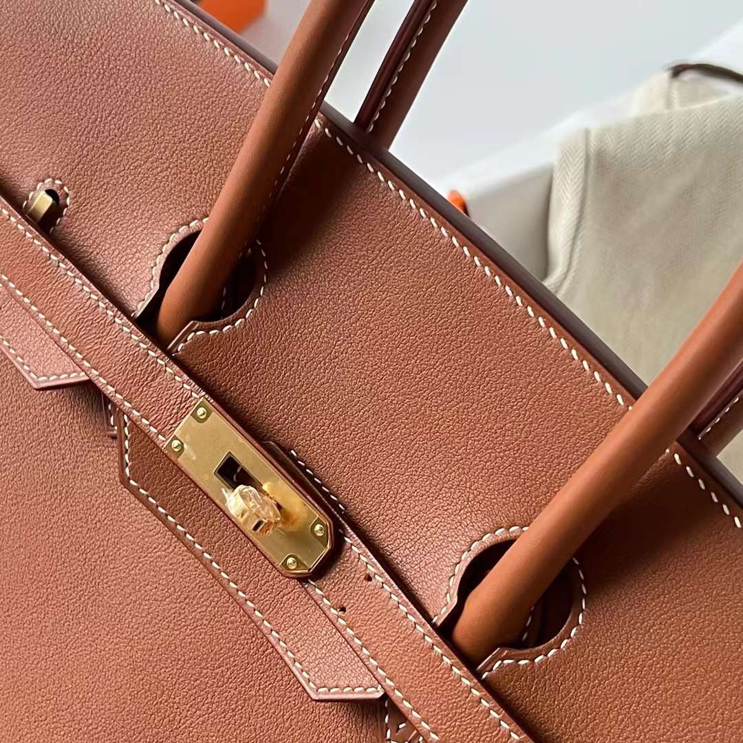 Hermès（爱马仕）Birkin 铂金包 Swift Ck37 金棕色 金扣 35cm 全手工蜡线缝制 Ghw