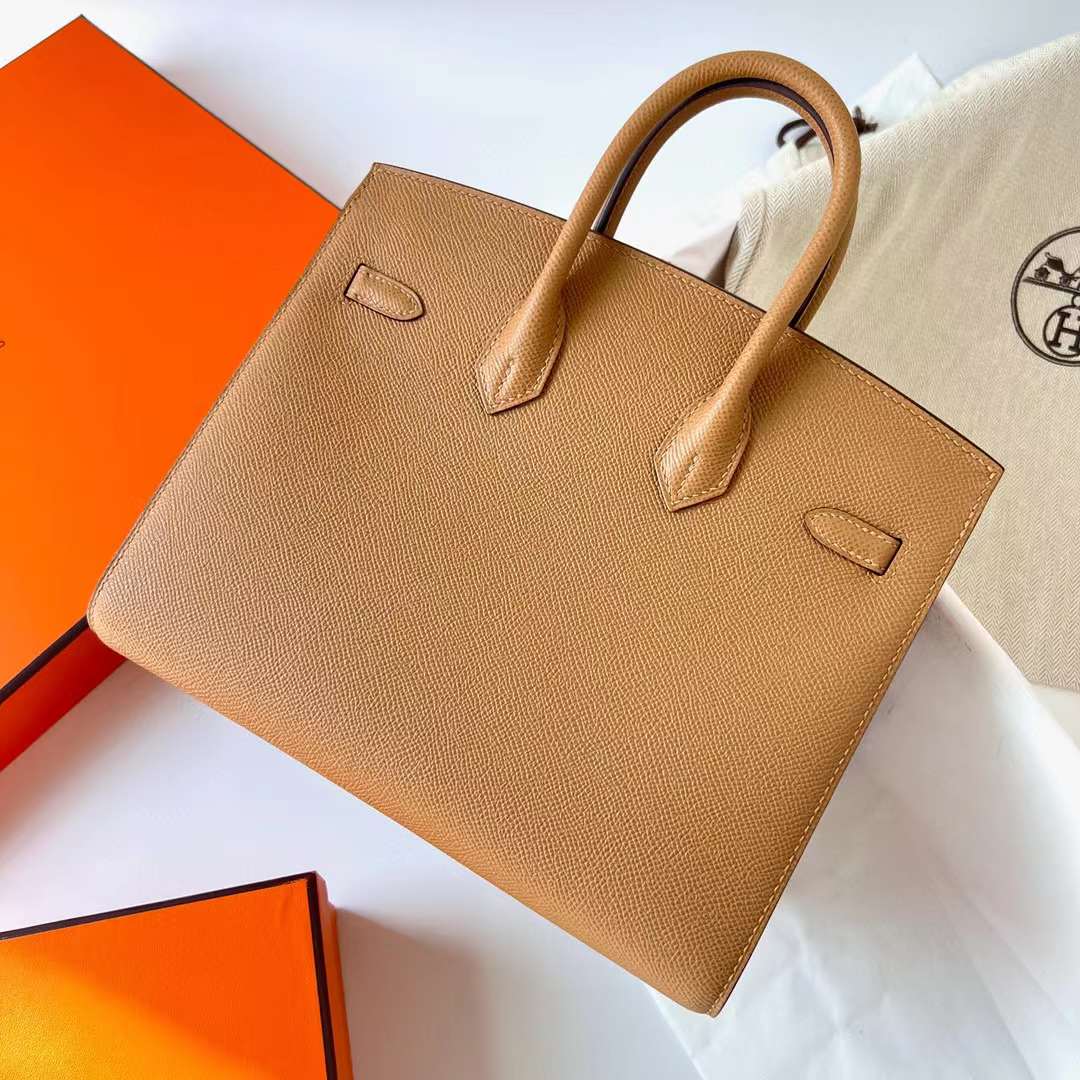 Hermès（爱马仕）Birkin Sellier Epsom 0M 奶茶色 金扣 25cm 全手工蜡线缝制 Ghw