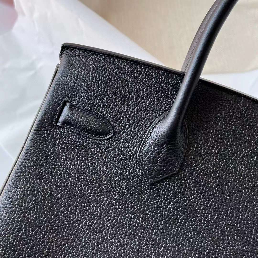 Hermès（爱马仕）Birkin 铂金包 Togo皮 Ck89 黑色 金扣 30cm 全手工蜡线缝制 Ghw