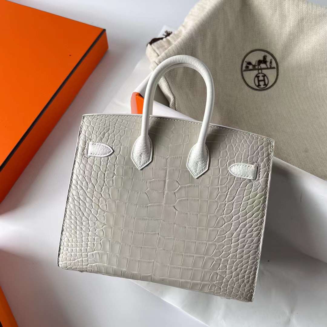 Hermès（爱马仕）Birkin 小房子 白色 银扣 20cm 全手工蜡线缝制 Phw