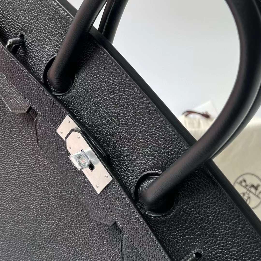 Hermès（爱马仕）Hac Togo皮 Ck89 黑色 银扣 40cm 全手工蜡线缝制 Phw