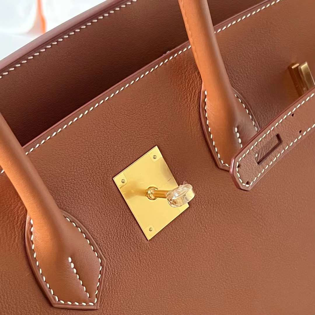 Hermès（爱马仕）Birkin 铂金包 Swift Ck37 金棕色 金扣 35cm 全手工蜡线缝制 Ghw