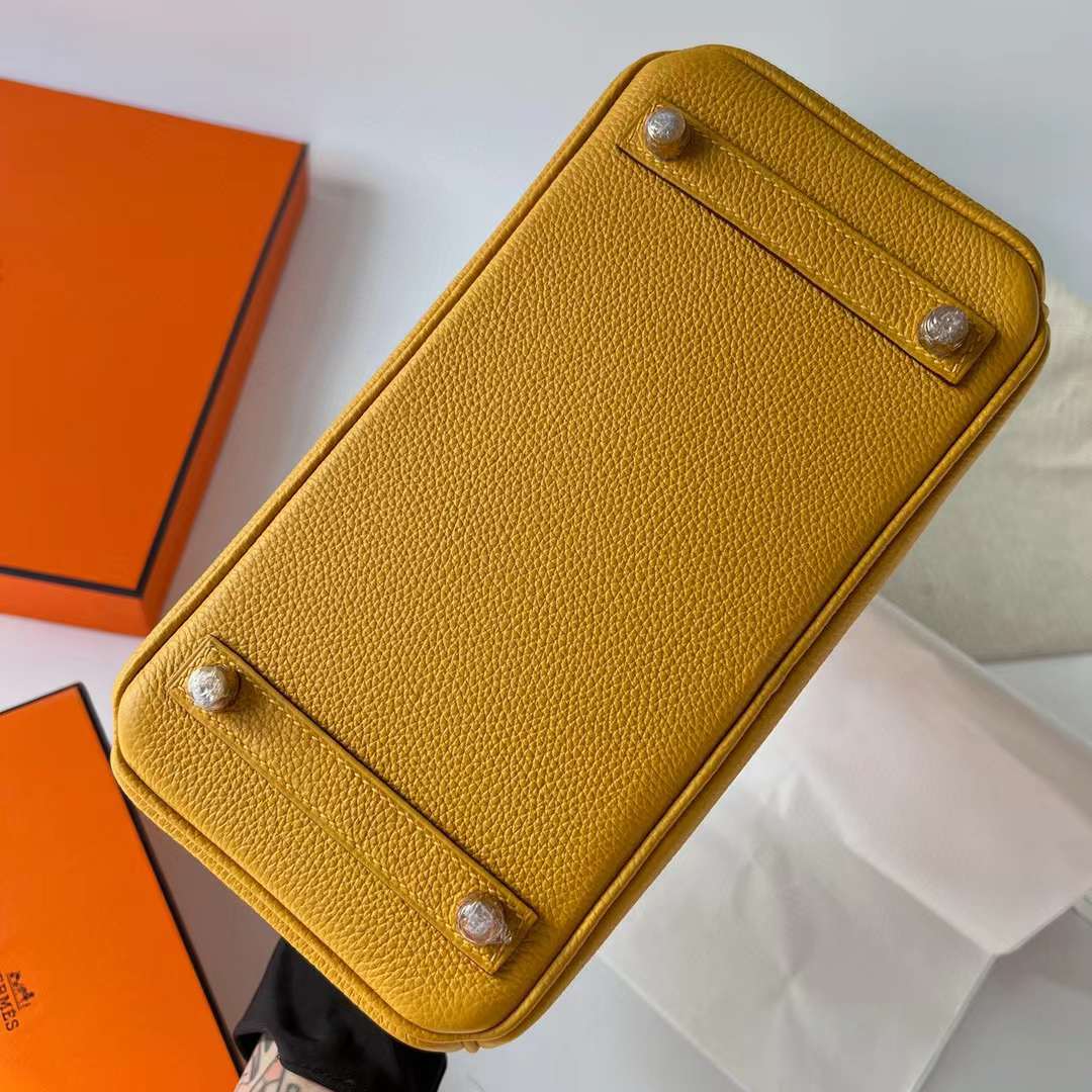 Hermès（爱马仕）Birkin 铂金包 Togo 9D 琥珀黄 金扣 25cm 全手工蜡线缝制 Ghw