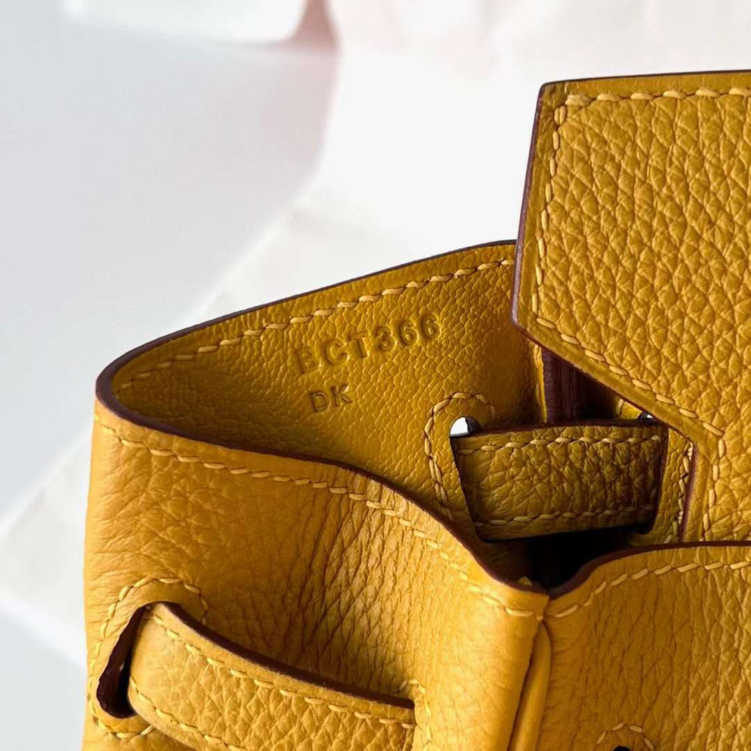 Hermès（爱马仕）Birkin 铂金包 Togo 9D 琥珀黄 金扣 25cm 全手工蜡线缝制 Ghw