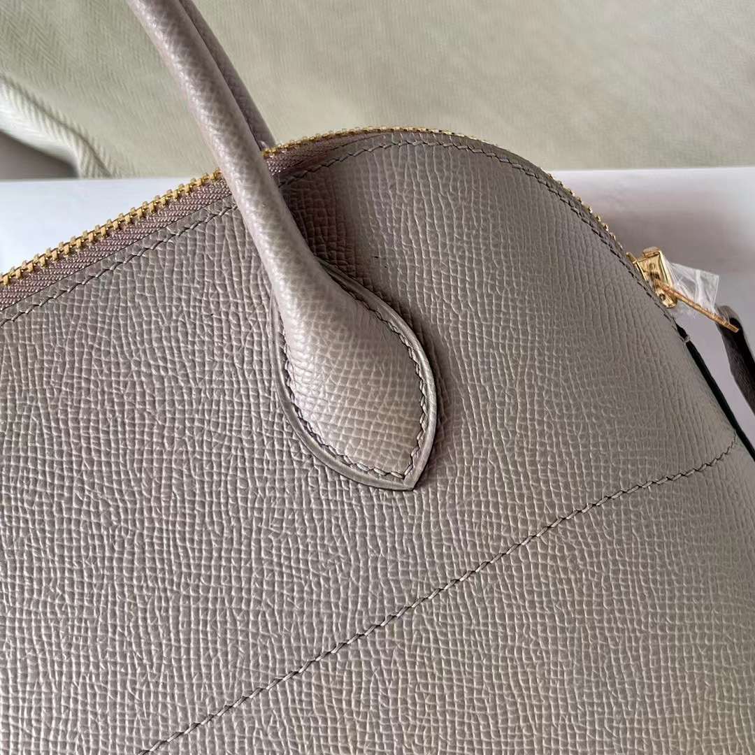 Hermès（爱马仕）Bolide 保龄球包 Epsom M8 沥青灰 金扣 27cm 全手工蜡线缝制 Ghw