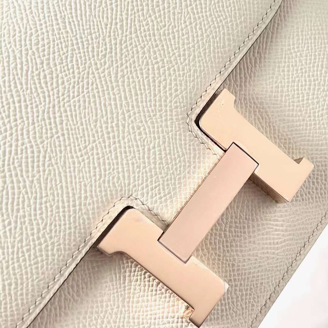 Hermès（爱马仕）Constance 康斯坦斯 1-19 Epsom I2 奶油白 玫瑰金扣 19cm 全手工蜡线缝制 Rghw