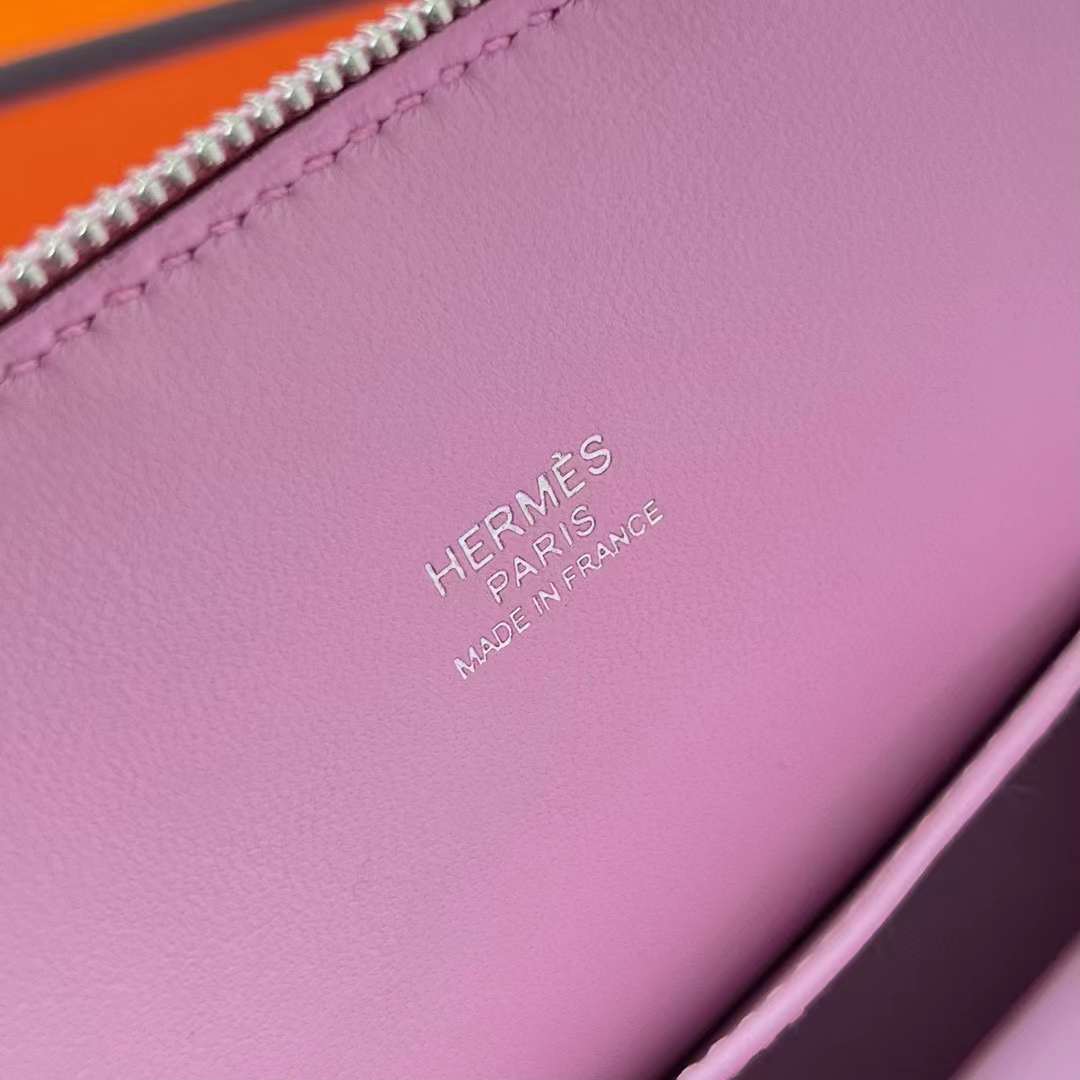 Hermès（爱马仕）Mini Bolide 迷你保龄球 Chevre 进口山羊皮 X9 锦葵紫 银扣 19cm 全手工蜡线缝制 Phw