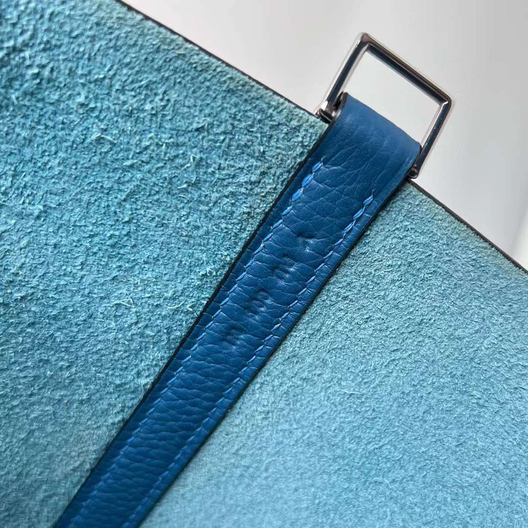 Hermès（爱马仕）Picotin 菜篮子 Clemence（御用原厂进口tc皮）7Q 希腊蓝 银扣 22cm 全手工蜡线缝制 Phw