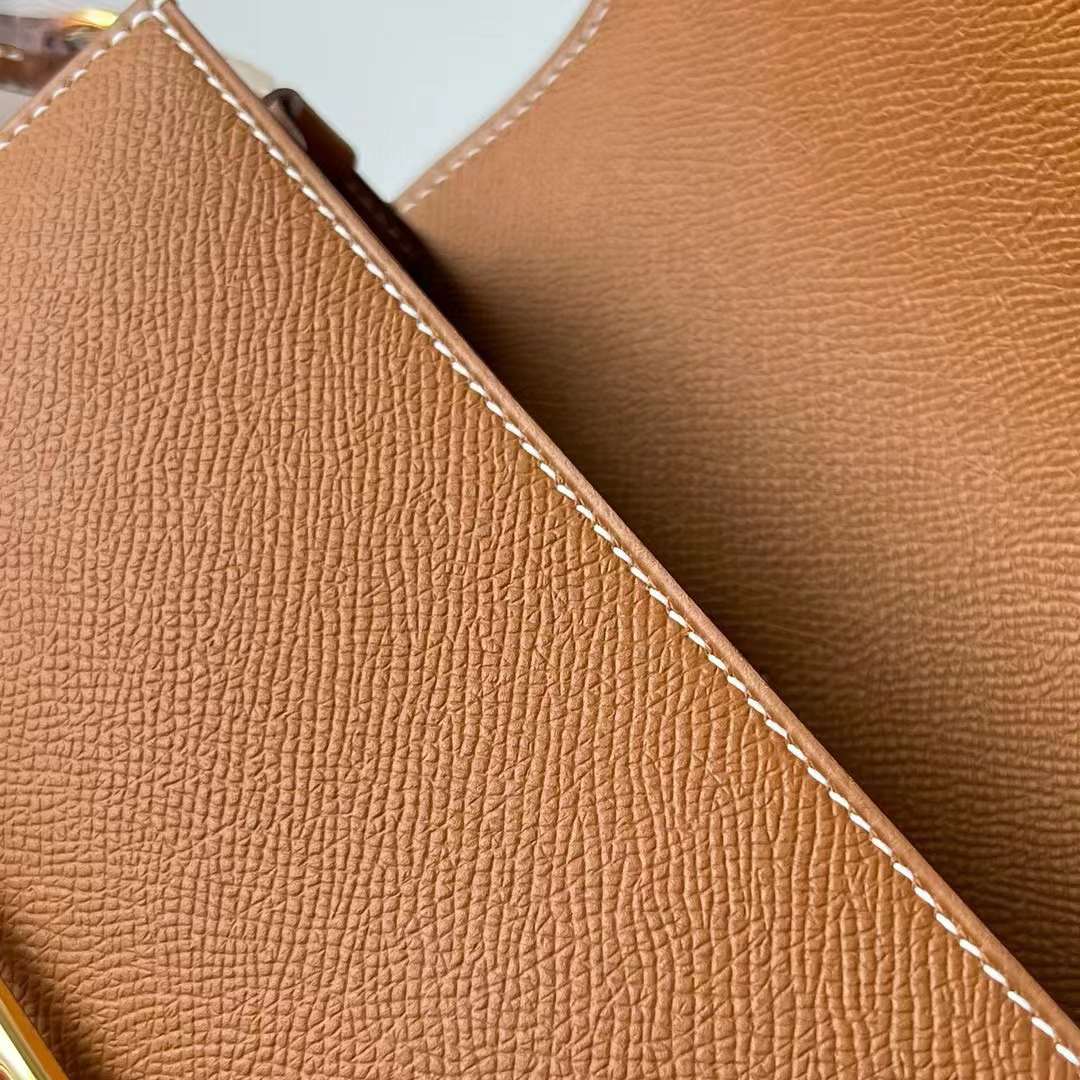 Hermès（爱马仕）Roulis 猪鼻子 Epsom Ck37 金棕色 金扣 18cm 全手工蜡线缝制 Ghw