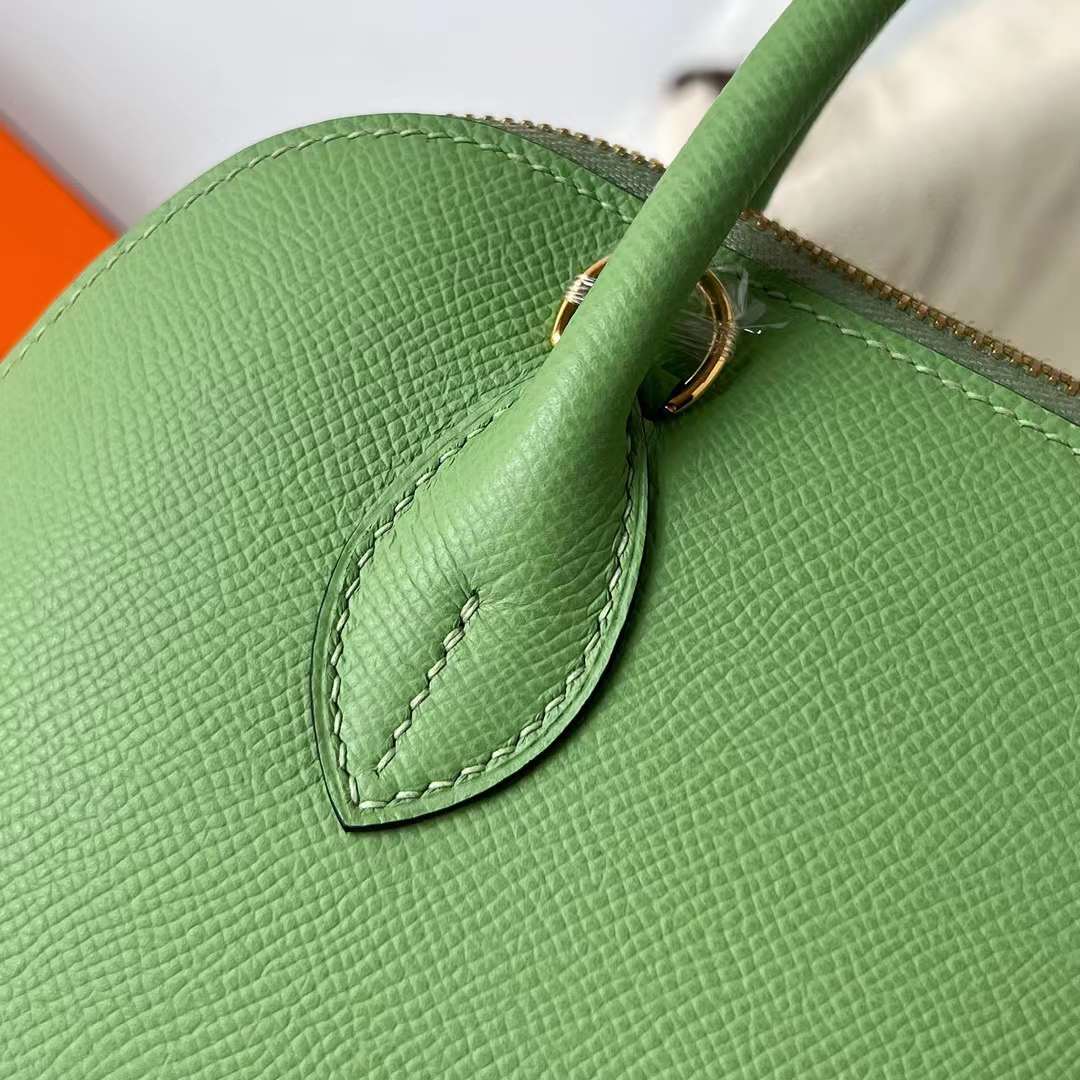 Hermès（爱马仕）Bolide 保龄球包 Epsom I3 牛油果绿 金扣 25cm 全手工蜡线缝制 Ghw