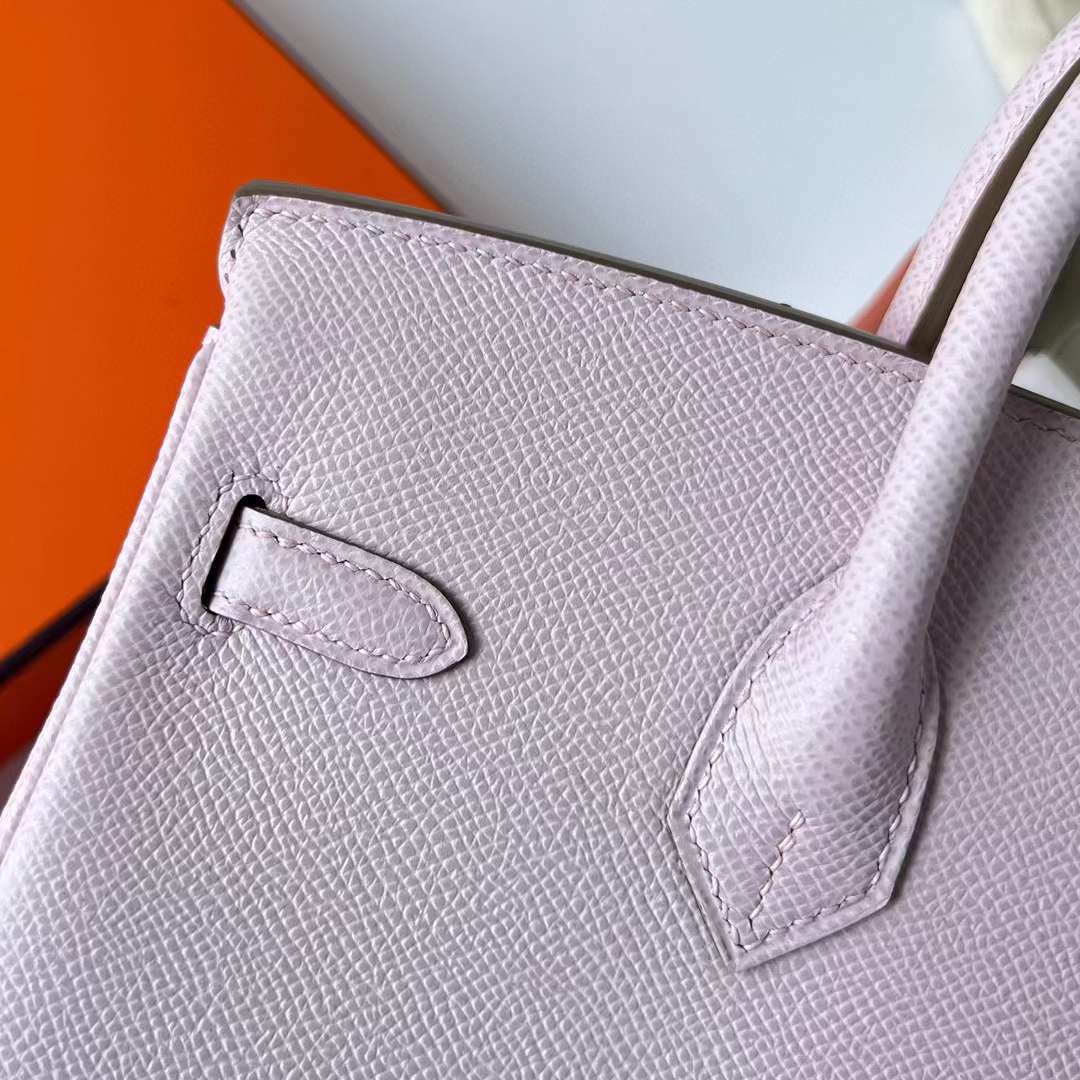Hermès（爱马仕）Birkin 铂金包 Epsom 09 梦幻粉紫 金扣 25cm 全手工蜡线缝制 Ghw