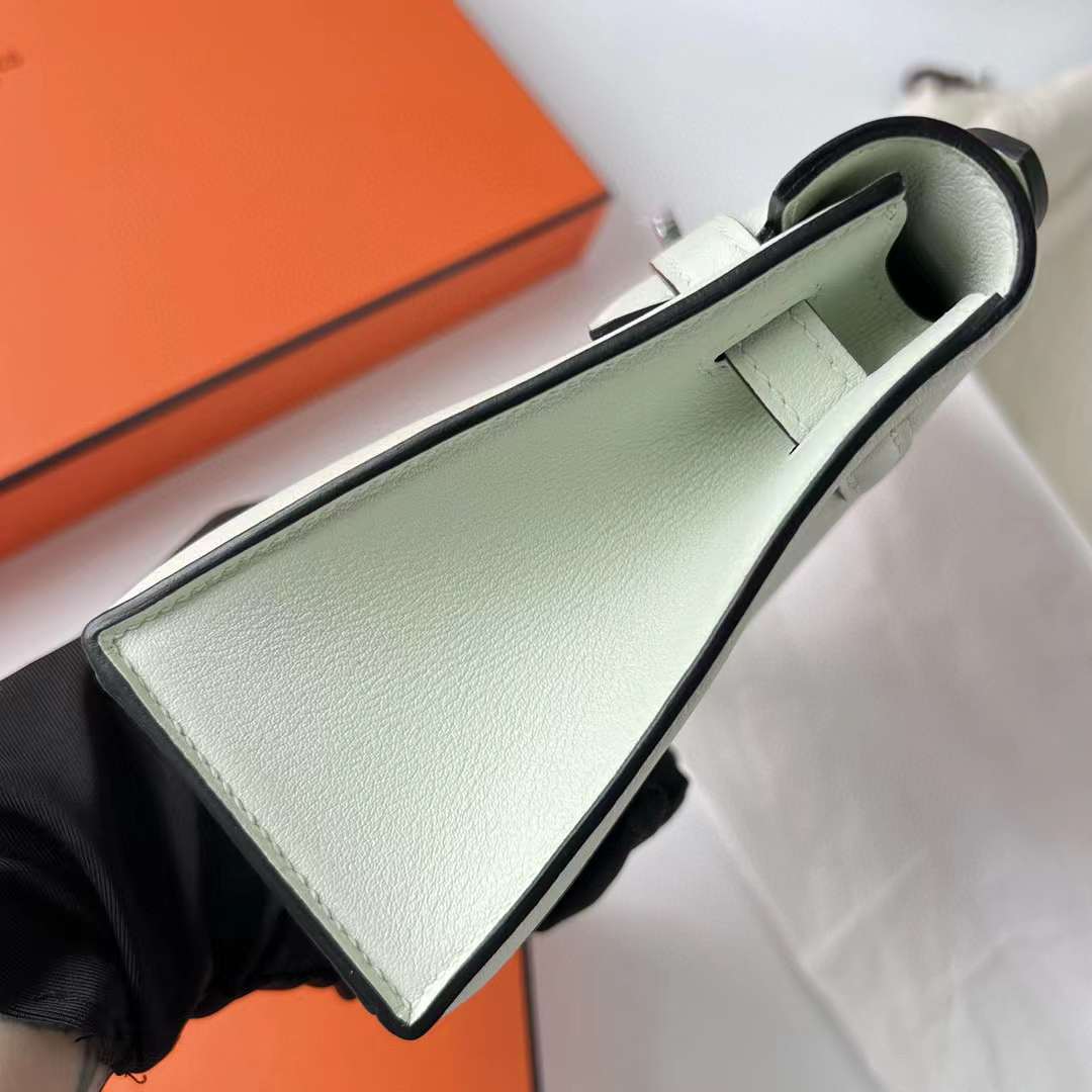 Hermès（爱马仕）Mini Kelly Pochette Swift 0S 气泡绿 银扣 22cm 全手工蜡线缝制 Phw