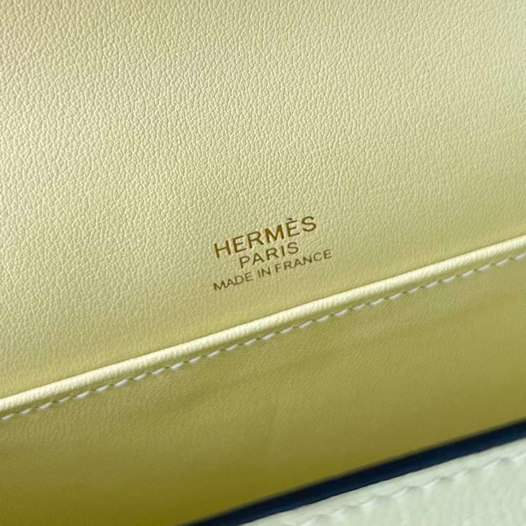 Hermès（爱马仕）Geta 木屐包 Chevre 进口山羊皮 R9 嫩芽黄 金扣 20cm 全手工蜡线缝制 Ghw