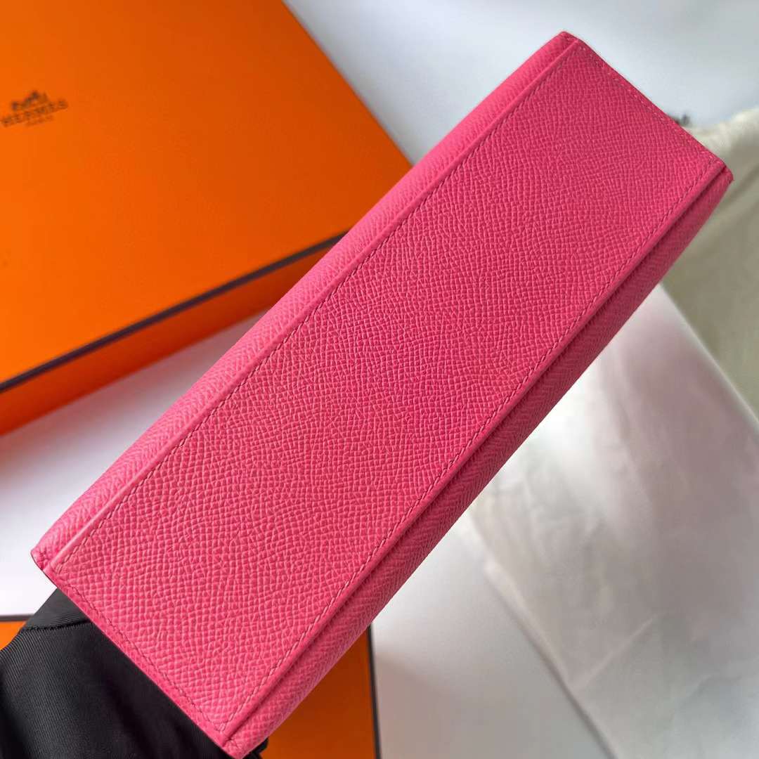 Hermès（爱马仕）Mini Kelly Pochette Epsom 8W 新唇膏粉 金扣 22cm 全手工蜡线缝制 Ghw