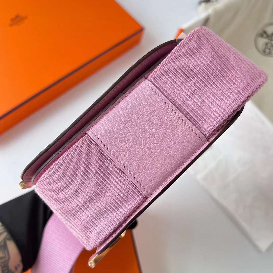 Hermès（爱马仕）Geta 木屐包 Chevre 进口山羊皮 X9 锦葵紫 金扣 20cm 全手工蜡线缝制 Ghw