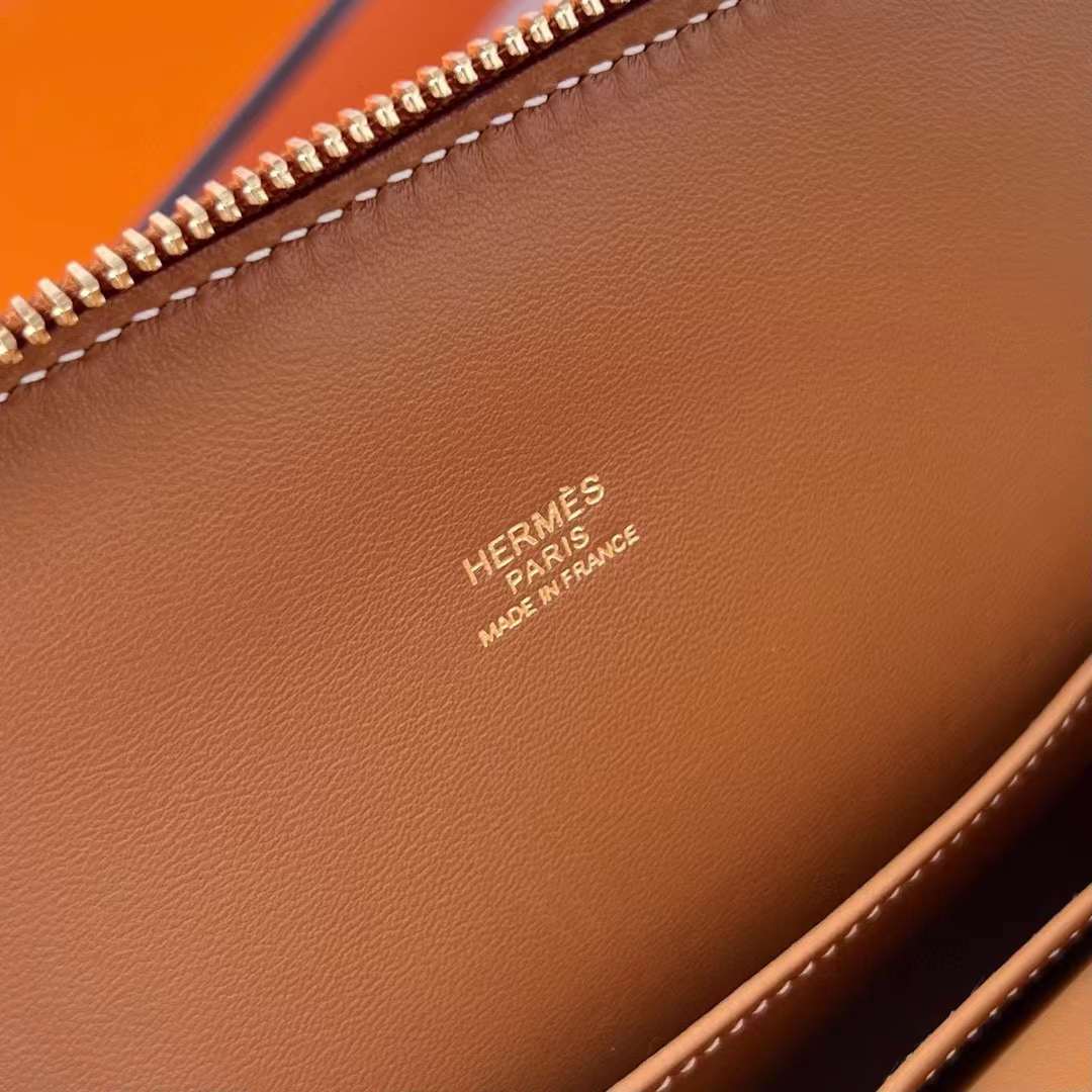 Hermès（爱马仕）Bolide 保龄球包 Epsom Ck37 金棕色 金扣 25cm 全手工蜡线缝制 Ghw