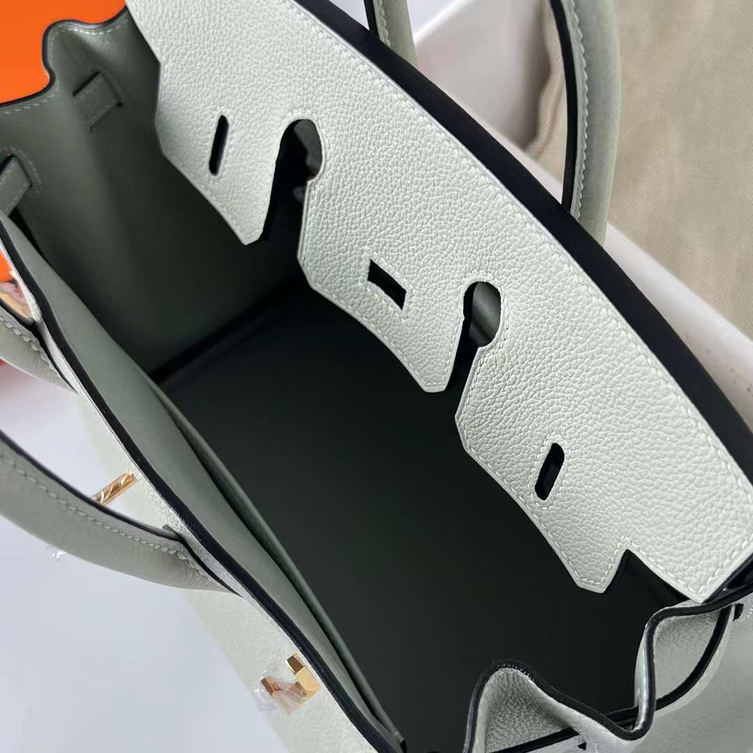 Hermès（爱马仕）Birkin 铂金包 Togo 进口小牛皮 0W 水晶灰 金扣 25cm 全手工蜡线缝制 Ghw