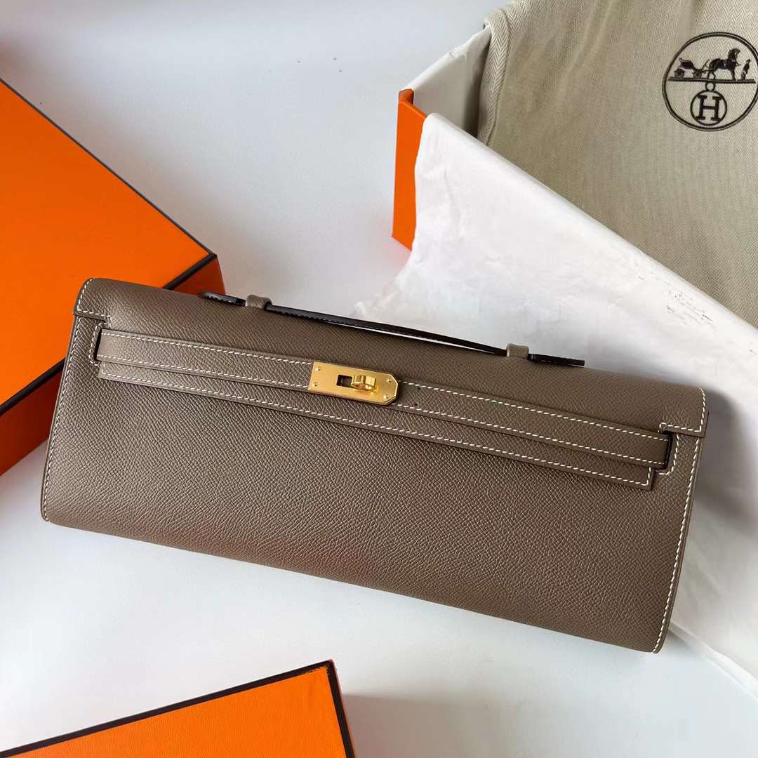 Hermès（爱马仕）Kelly cut Epsom Ck18 大象灰 金扣 31cm 全手工蜡线缝制 Ghw