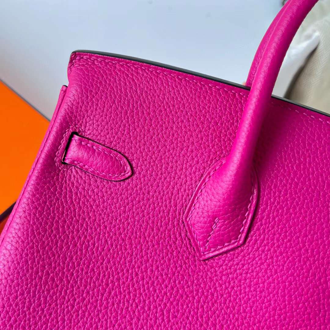Hermès（爱马仕）Birkin 铂金包 Togo 进口德国小牛皮 L3 玫瑰紫 银扣 25cm 全手工蜡线缝制 Phw