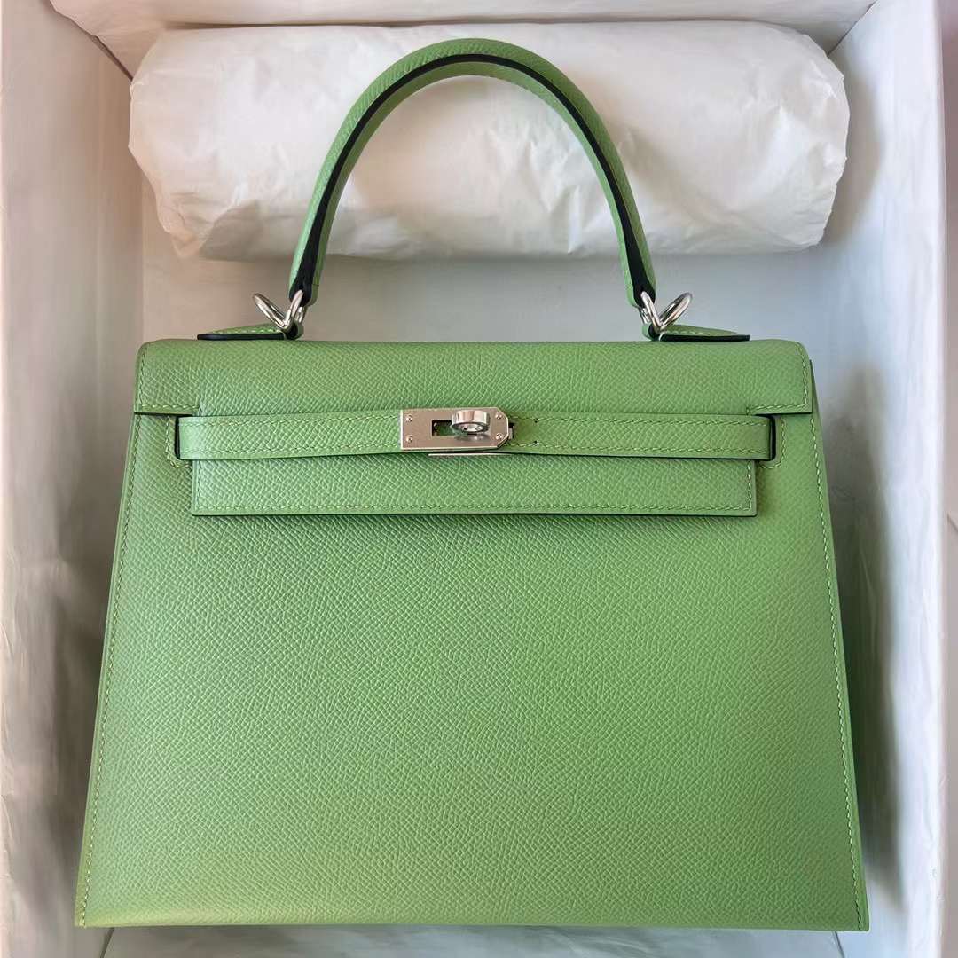 Hermès（爱马仕）Kelly 凯莉包 Epsom i3 牛油果绿 金扣 25cm 全手工蜡线缝制 Phw