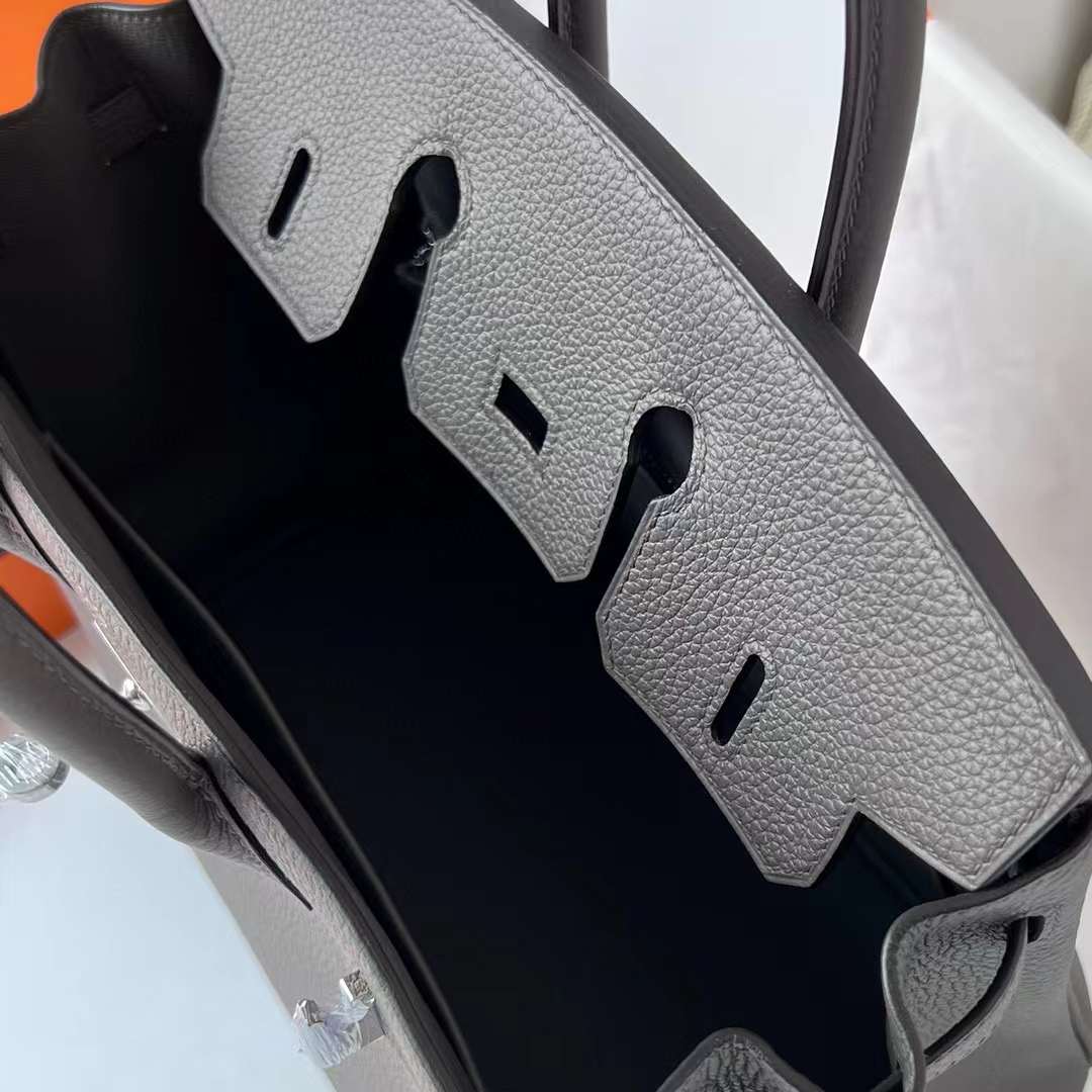 Hermès（爱马仕）Birkin 铂金包 Togo 进口德国小牛皮 8F 锡器灰 银扣 25cm 全手工蜡线缝制 Phw