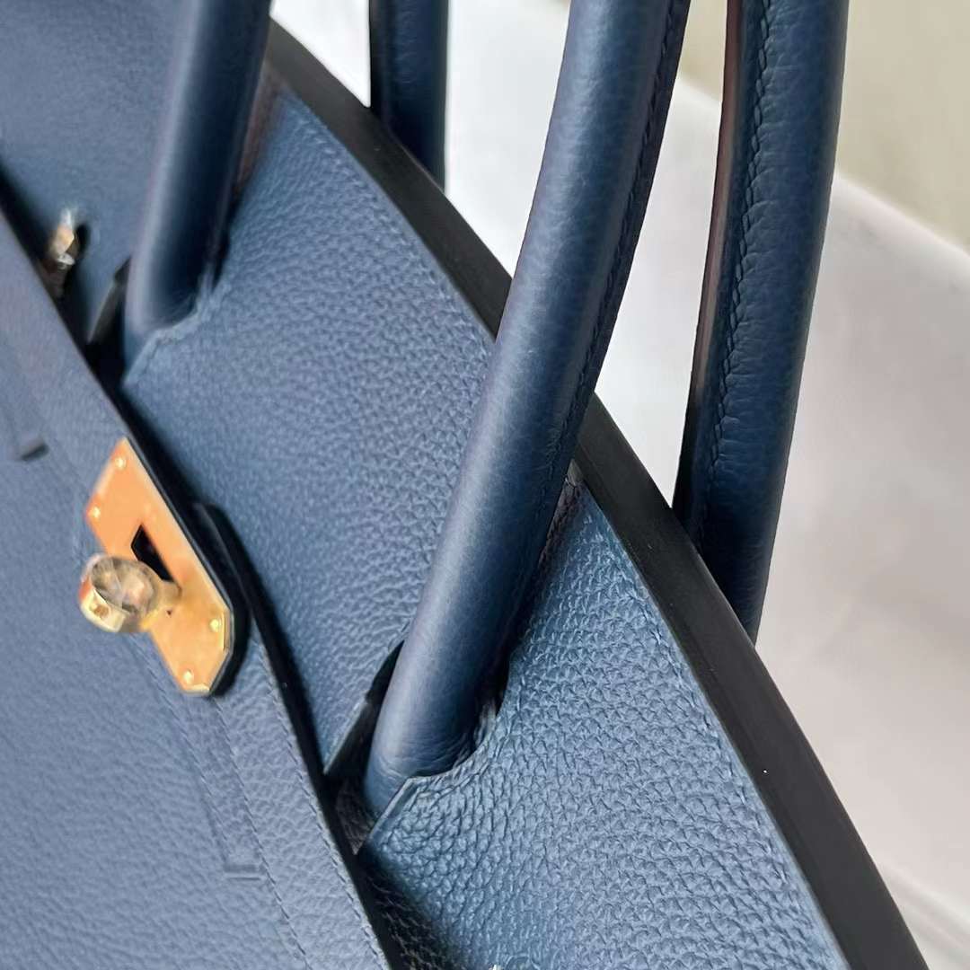 Hermès（爱马仕）Birkin 铂金包 Togo 进口德国小牛皮 S4 深邃蓝 金扣 30cm 全手工蜡线缝制 Ghw