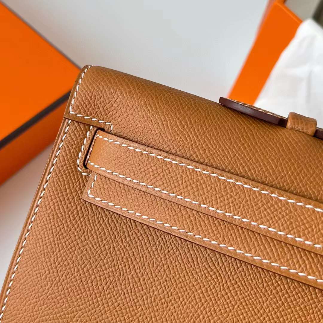 Hermès（爱马仕）Kelly cut Epsom Ck37 金棕色 金扣 31cm 全手工蜡线缝制 Ghw