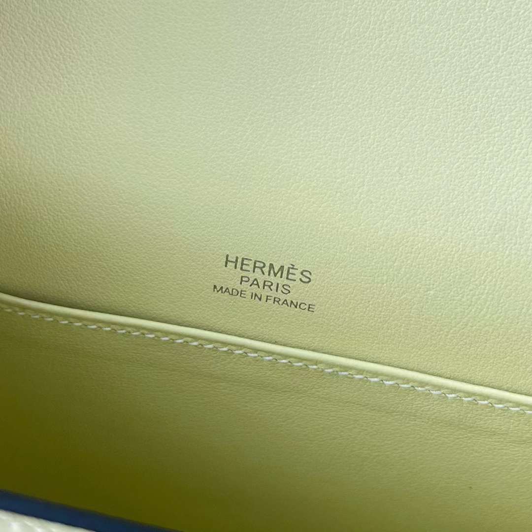 Hermès（爱马仕）Geta 木屐包 Chevre 进口山羊皮 R9 嫩芽黄 银扣 20cm 全手工蜡线缝制 Phw