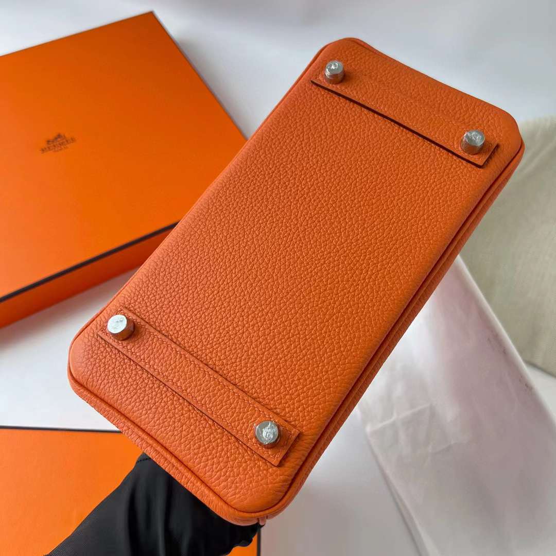 Hermès（爱马仕）Birkin 铂金包 Togo 进口德国小牛皮 Ck93 橙色 银扣 25cm 全手工蜡线缝制 Phw