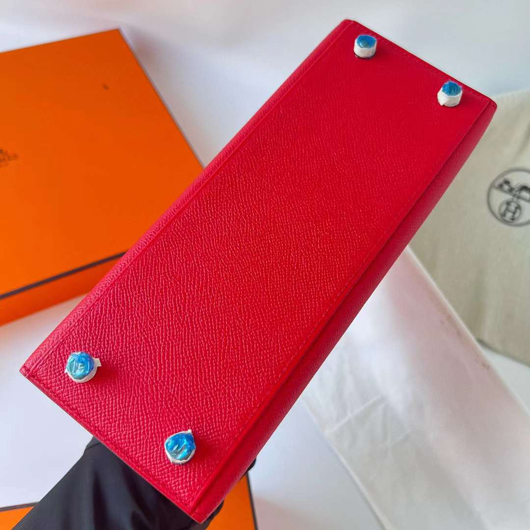 Hermès（爱马仕）Kelly 凯莉包 Epsom Q5 国旗红 金扣 25cm 全手工蜡线缝制 Ghw