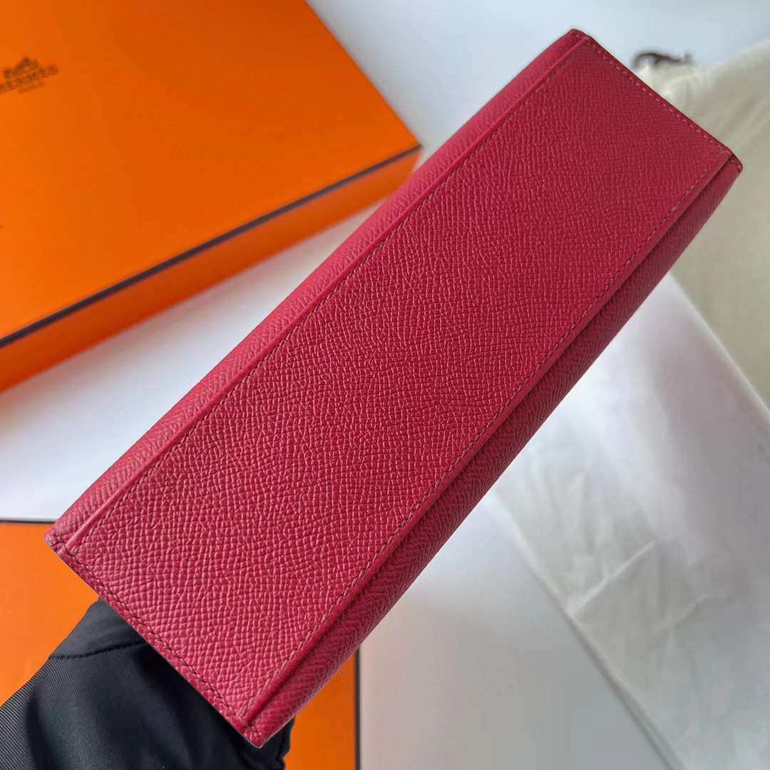 Hermès（爱马仕）Mini Kelly Pochette Epsom K1 石榴红 金扣 22cm 全手工蜡线缝制 Ghw