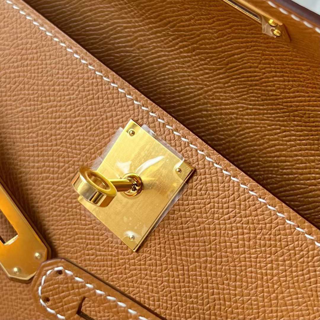 Hermès（爱马仕）Kelly cut Epsom Ck37 金棕色 金扣 31cm 全手工蜡线缝制 Ghw