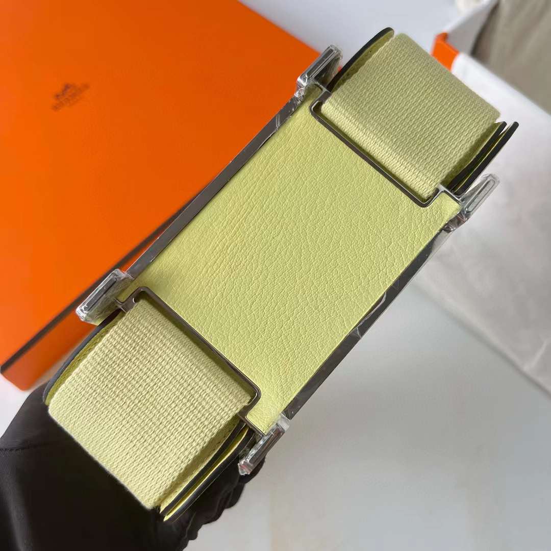 Hermès（爱马仕）Geta 木屐包 Chevre 进口山羊皮 R9 嫩芽黄 银扣 20cm 全手工蜡线缝制 Phw