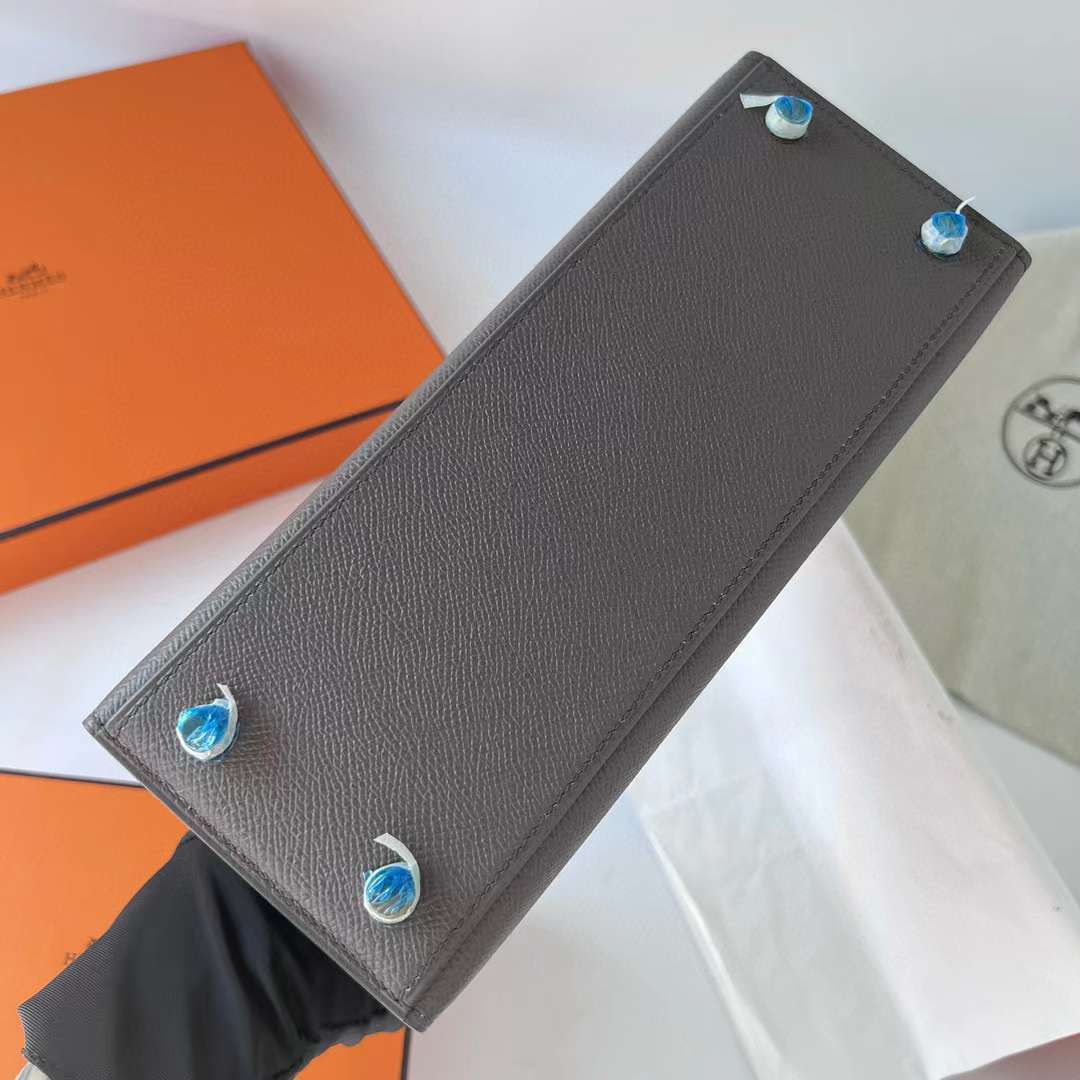 Hermès（爱马仕）Kelly 凯莉包 Epsom 8F 锡器灰 金扣 25cm 全手工蜡线缝制 Ghw