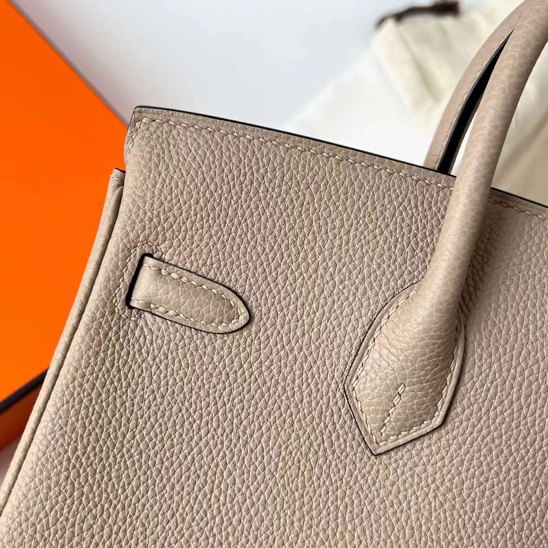 Hermès（爱马仕）Birkin 铂金包 Togo Ck81 斑鸠灰 金扣 25cm 全手工蜡线缝制 Ghw