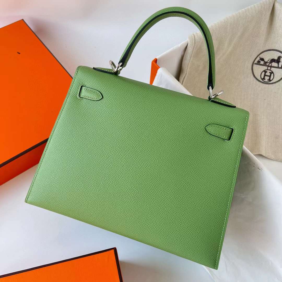 Hermès（爱马仕）Kelly 凯莉包 Epsom i3 牛油果绿 金扣 25cm 全手工蜡线缝制 Phw
