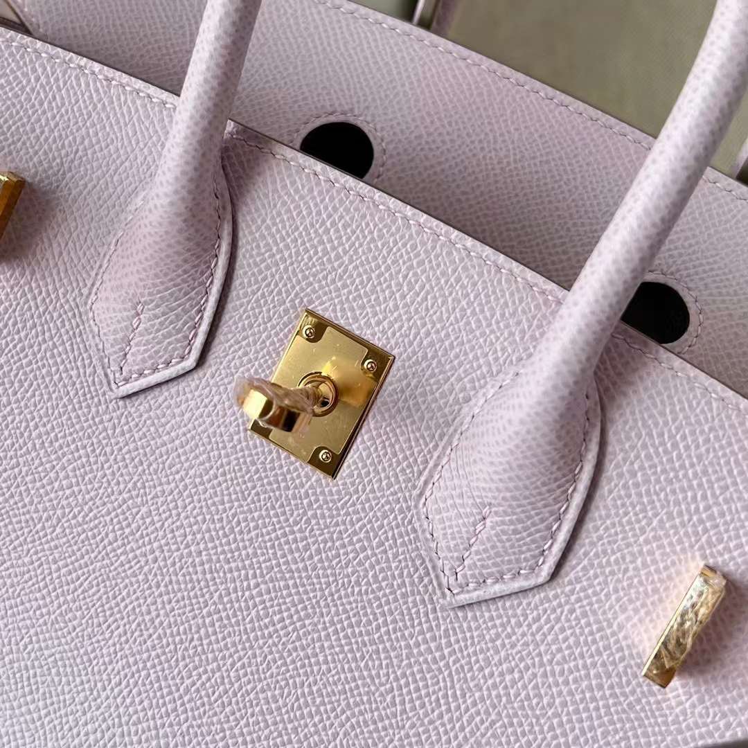 Hermès（爱马仕）Birkin 铂金包 Epsom 09 梦幻粉紫 金扣 25cm 全手工蜡线缝制 Ghw