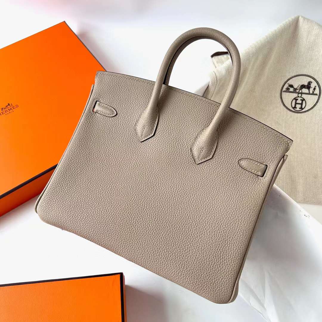 Hermès（爱马仕）Birkin 铂金包 Togo Ck81 斑鸠灰 金扣 25cm 全手工蜡线缝制 Ghw
