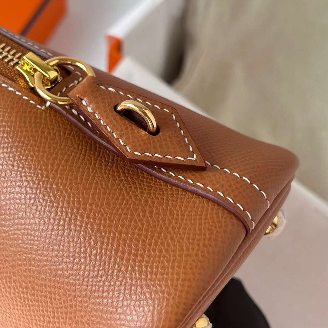 Hermès（爱马仕）Bolide 保龄球包 Epsom Ck37 金棕色 金扣 25cm 全手工蜡线缝制 Ghw