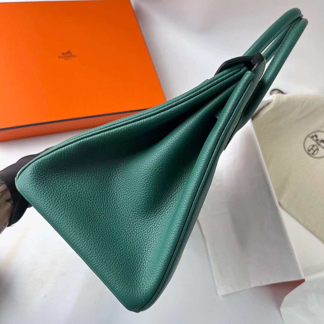 Hermès（爱马仕）Birkin 铂金包 Togo 进口小牛皮 Z6 孔雀绿 金扣 35cm 全手工蜡线缝制 Ghw