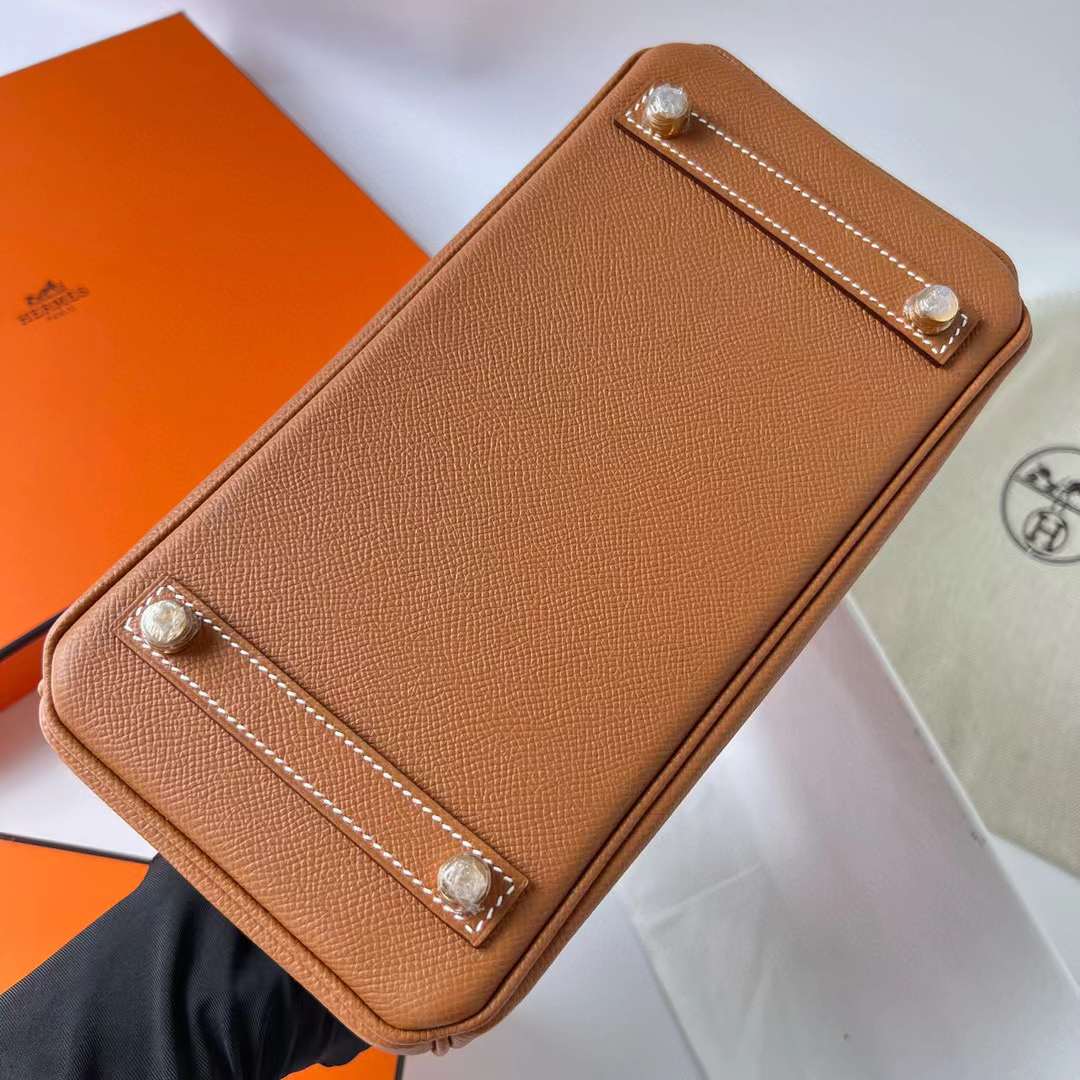 Hermès（爱马仕）Birkin 铂金包 Epsom Ck37 金棕色 金扣 25cm 全手工蜡线缝制 Ghw