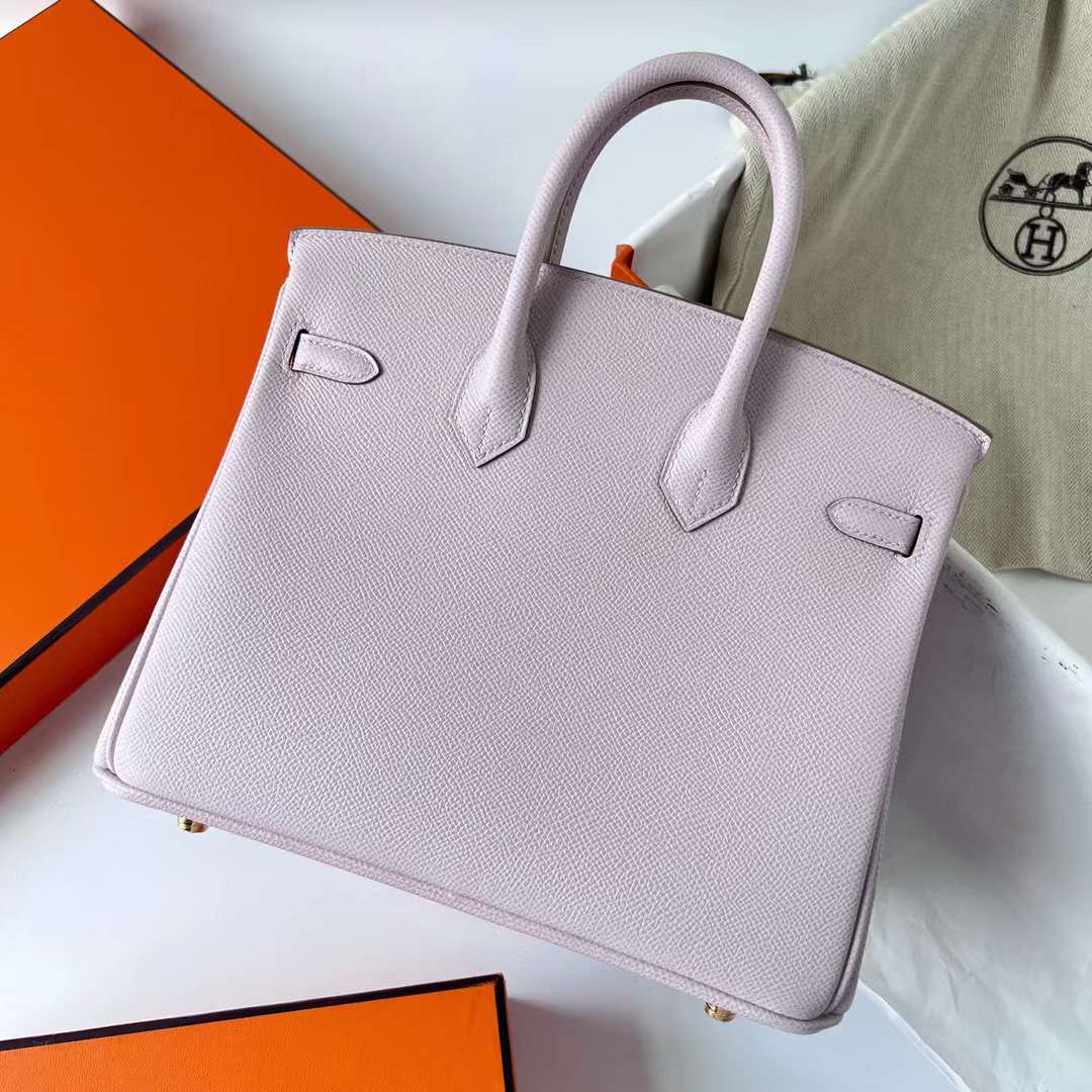 Hermès（爱马仕）Birkin 铂金包 Epsom 09 梦幻粉紫 金扣 25cm 全手工蜡线缝制 Ghw