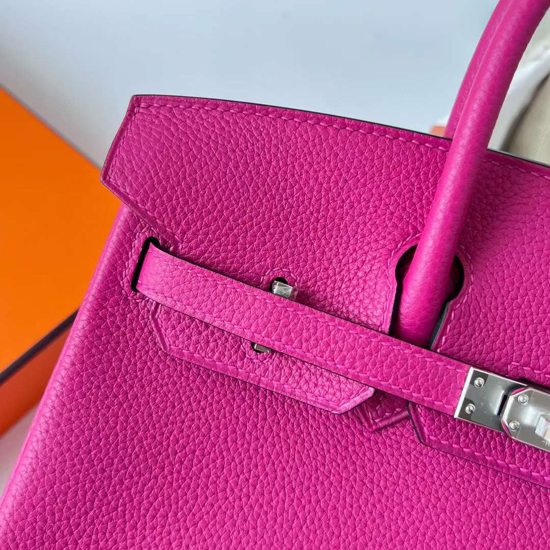 Hermès（爱马仕）Birkin 铂金包 Togo 进口德国小牛皮 L3 玫瑰紫 银扣 25cm 全手工蜡线缝制 Phw