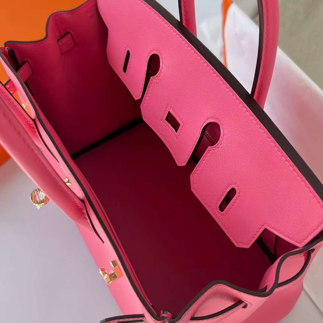 Hermès（爱马仕）Birkin 铂金包 Swift 8W 新唇膏粉 金扣 25cm 全手工蜡线缝制 Ghw