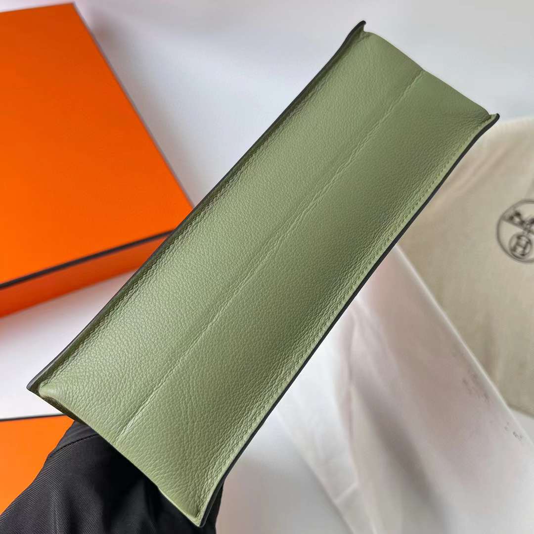 Hermès（爱马仕）Kelly danse 跳舞包 Evercolor Q1 鼠尾草绿 银扣 22cm 全手工蜡线缝制 Phw