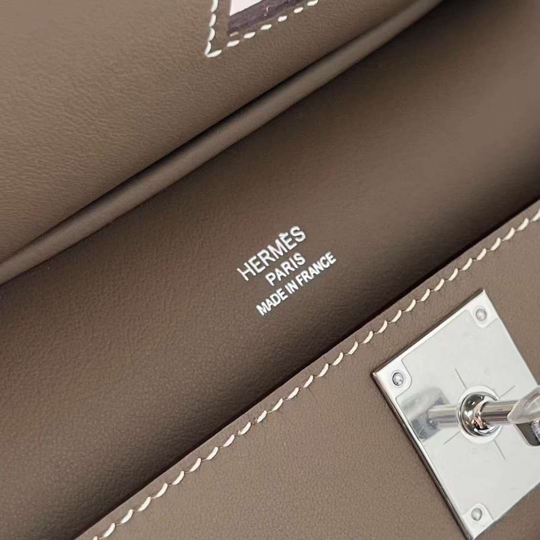 Hermès（爱马仕）Mini Jypsiere 迷你 吉普赛 Swift Ck18 大象灰 银扣 23cm 全手工蜡线缝制 Phw