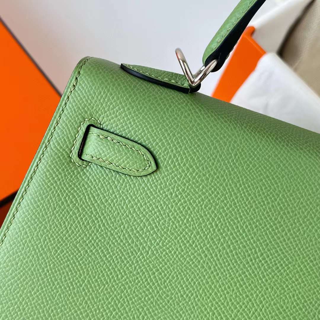 Hermès（爱马仕）Kelly 凯莉包 Epsom i3 牛油果绿 金扣 25cm 全手工蜡线缝制 Phw