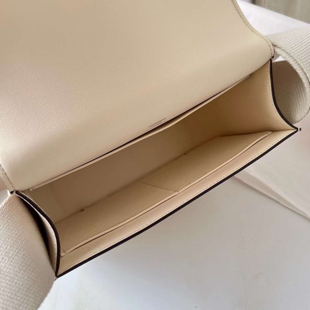 Hermès（爱马仕）Geta 木屐包 Chevre 进口山羊皮 I2 奶油白 金扣 20cm 全手工蜡线缝制 Ghw