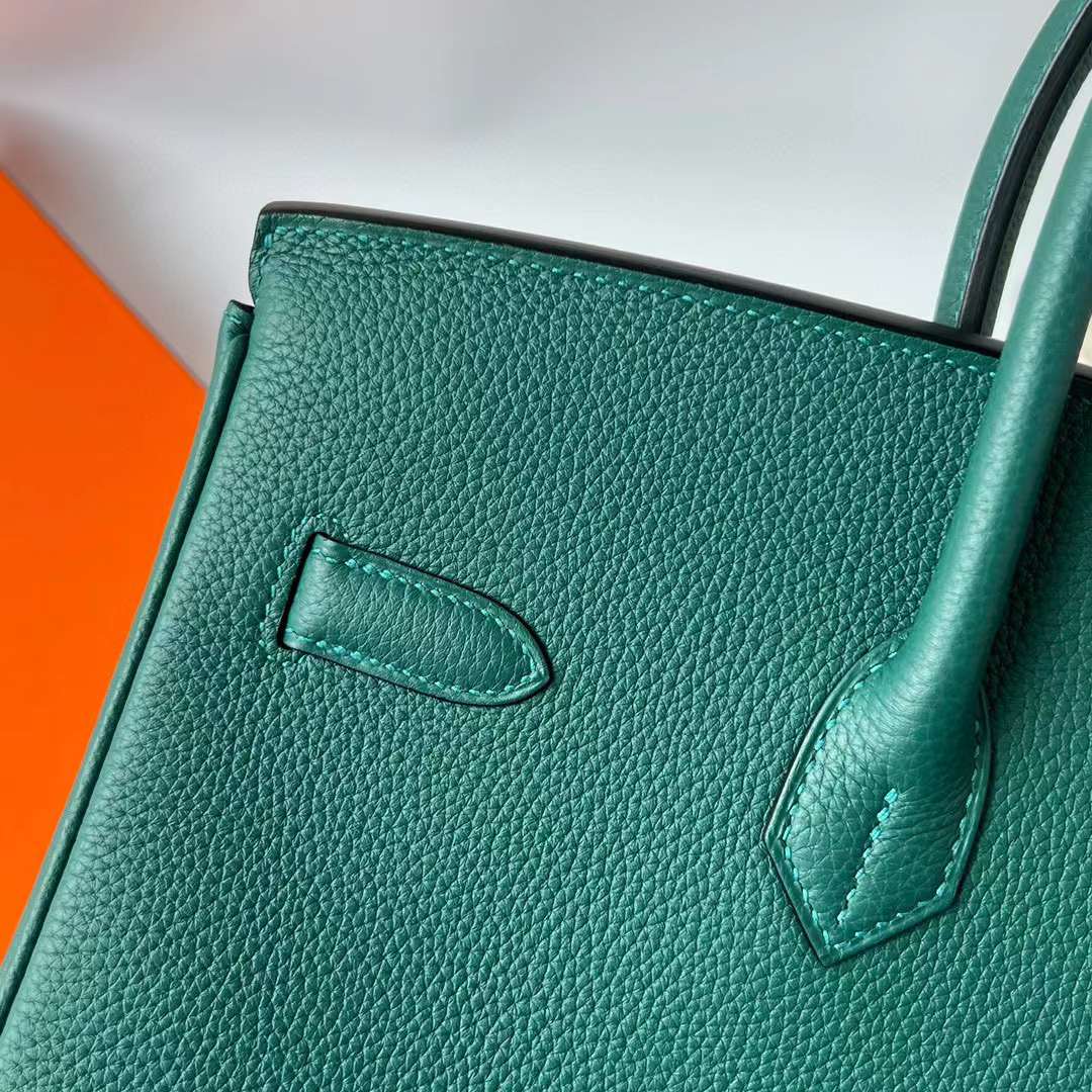 Hermès（爱马仕）Birkin 铂金包 Togo 进口小牛皮 Z6 孔雀绿 金扣 35cm 全手工蜡线缝制 Ghw